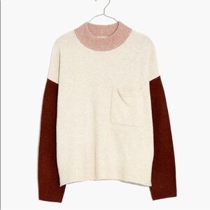 Madewell Redmond Mockneck Pocket Sweater in Colorblock Size XS